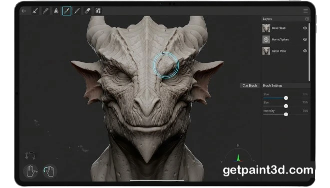Nomad Sculpt digital sculpting app for 3D character design