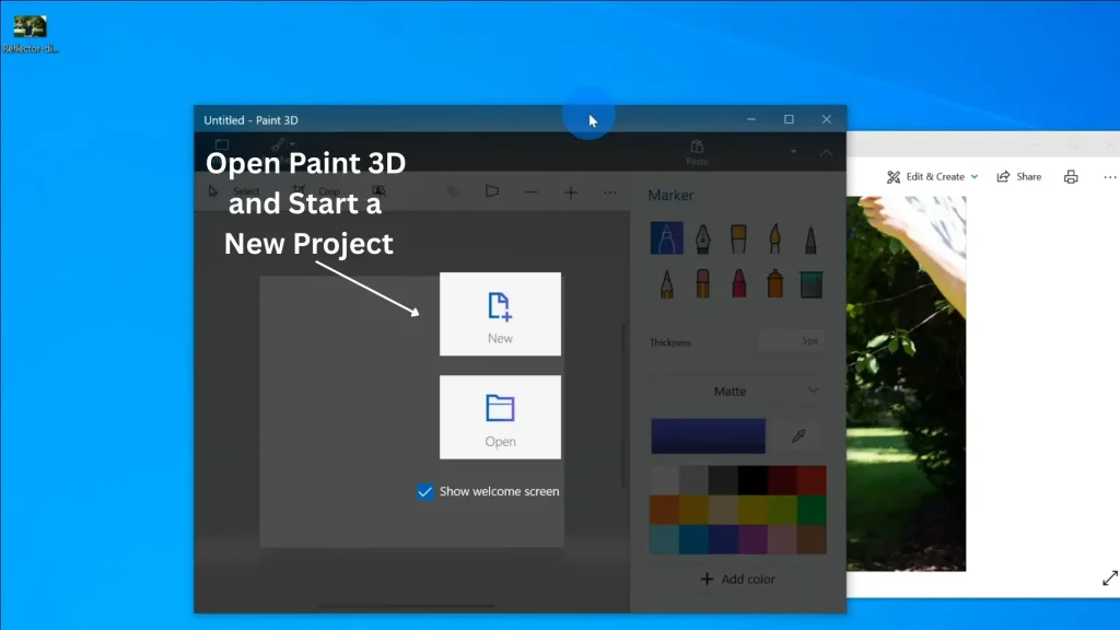 first step of Remove Background in Paint 3D. Open Paint 3D and Start a New Project