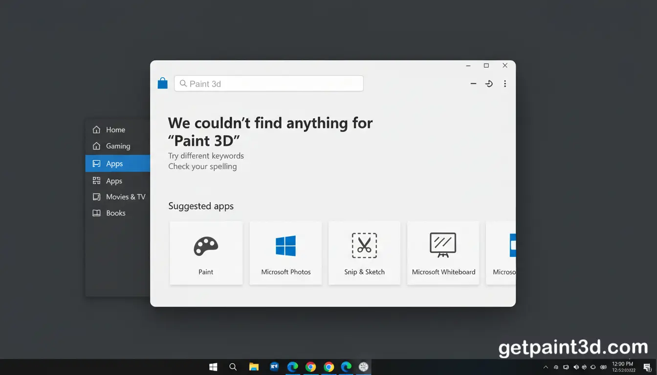 Paint 3D not available in Microsoft Store search results